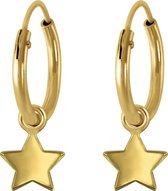 Joy|S - Zilveren ster bedel oorbellen 14k goudplating