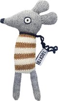 Luckyboysunday Knuffelmuis Junior 14 Cm Alpaca Wol Grijs/geel