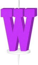 Haza Original Letterkaars ''w'' Met Houder 4 Cm Wax Fuchsia