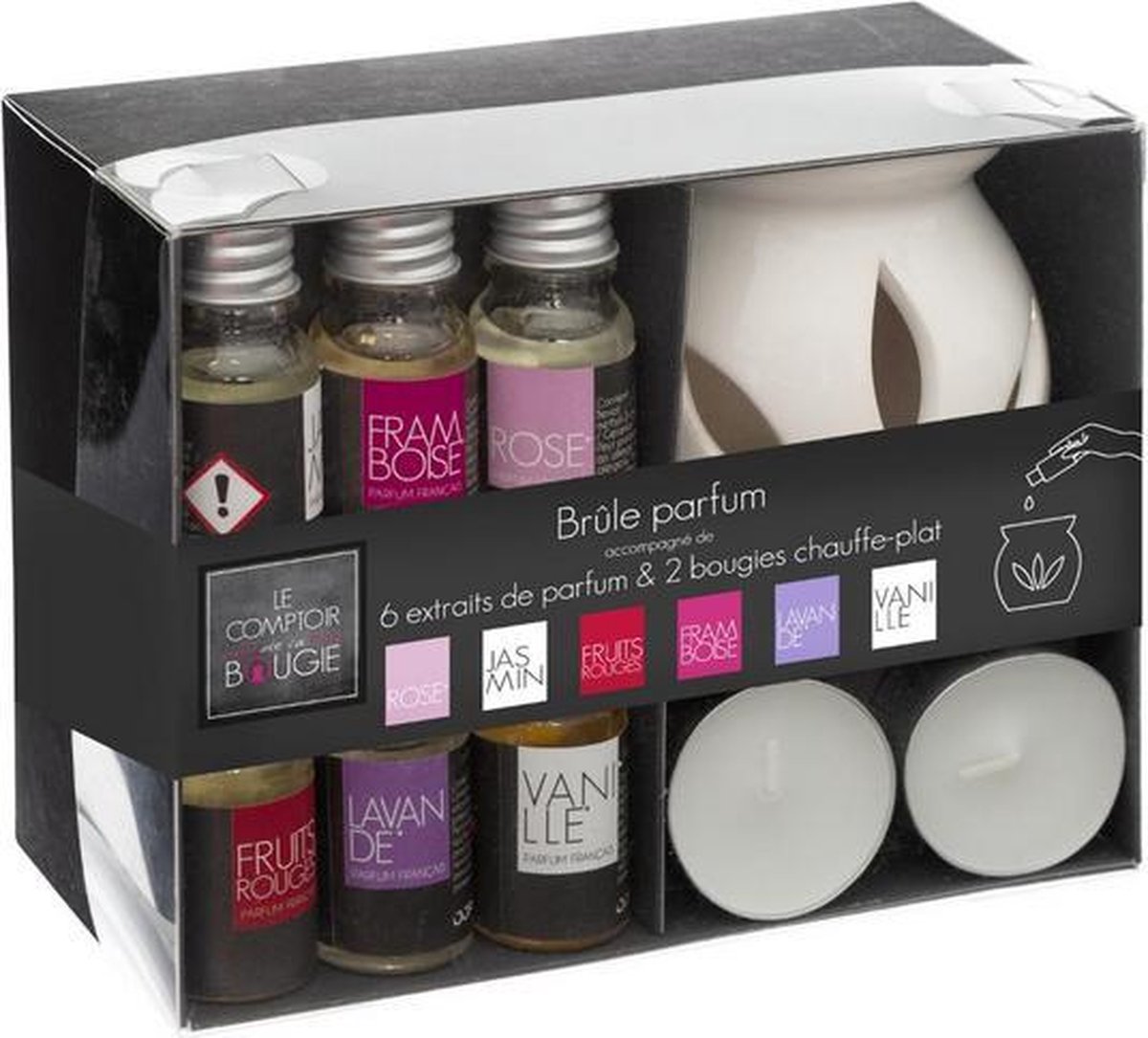 GEURBRANDER GIFT SET | 6 GEUR OLIËN | 2 WAXINELICHTJES