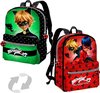 foto van Miraculous Ladybug rugzak Cat Noir ( de groene met cat noir) dubbelzijdig 40cm
