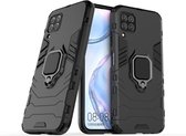 Huawei P40 Lite Robuust Kickstand Shockproof Zwart Cover Case Hoesje ABL