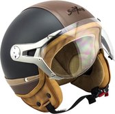 SOXON SP-326 Urban Zwart jethelm S Small 55-56cm hoofdomtrek, met vizier, motorhelm, scooterhelm, open jet helm voor dames, heren voor motor en scooter