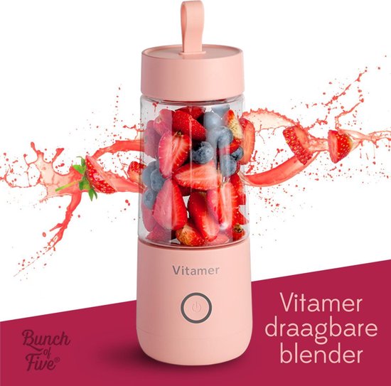 Draagbare Mini Blender - Peach Pink - Draadloos, USB Oplaadbaar | bol.com