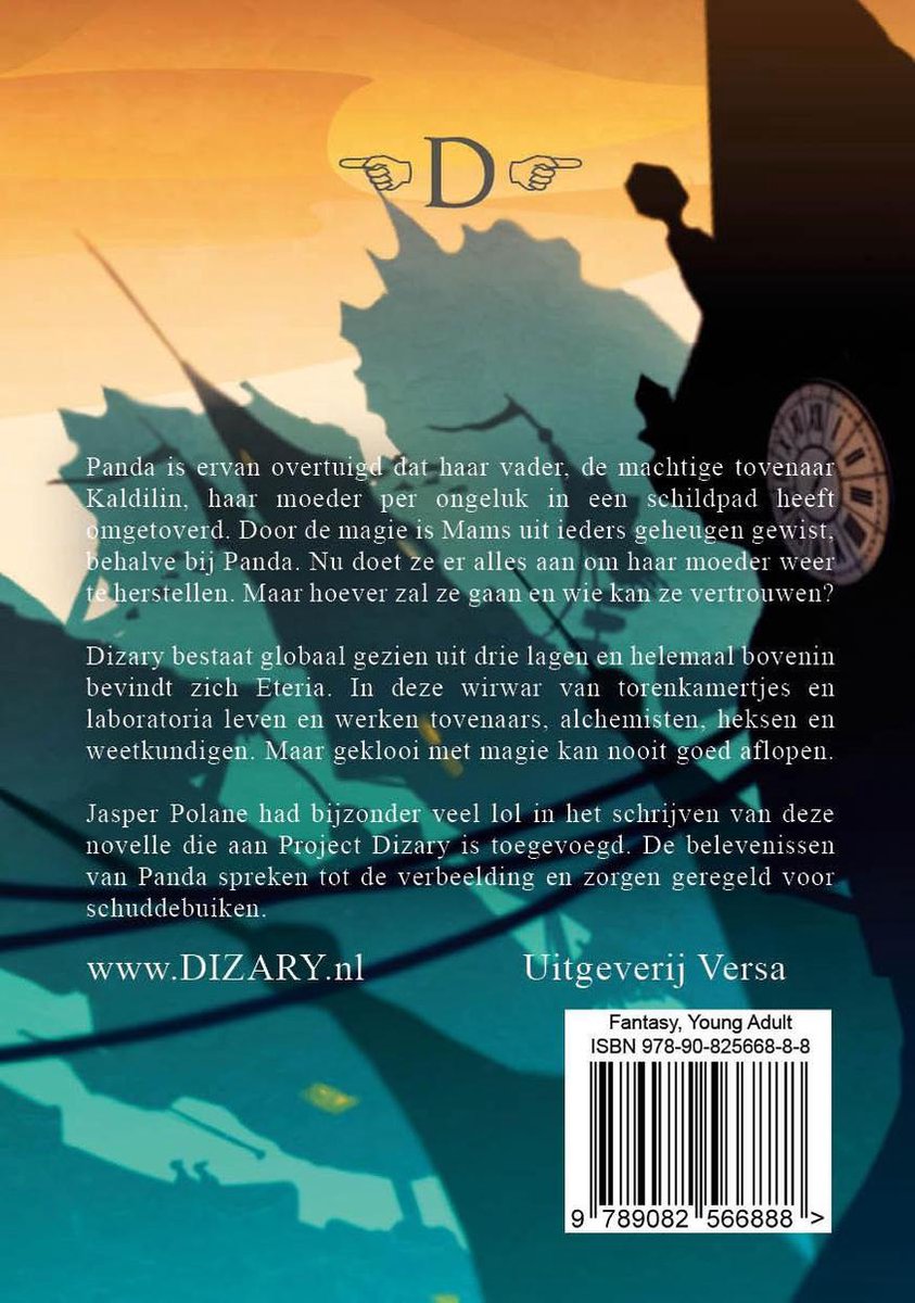 Dizary | Panda en het zwarte Dat | Jasper Polane | Fantasy | Young Adults | Humor - back cover