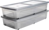 Bol.com IRIS Clearbox onder-het-bed Opbergbox - 35L - Kunststof - Transparant/Grijs - Set van 2 aanbieding