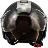 SOXON SP-326 PLUS Zwart XS 53-54cm hoofdomtrek, met vizier, motorhelm, scooterhelm, open jet helm voor dames, heren voor motor en scooter