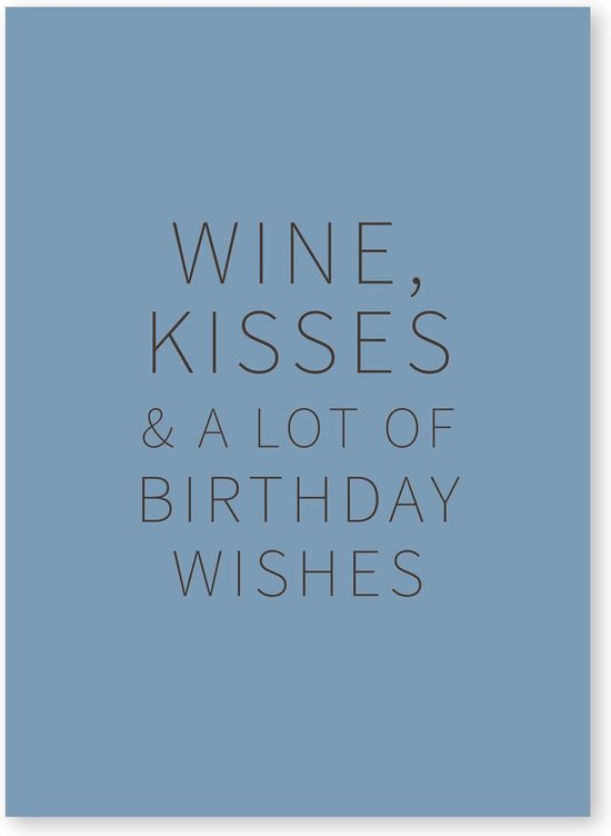 Kaart met wijn quotes – Set van 5 kaarten - Happy Wine Cards –  Wine, Kisses & a lot of birthday wishes