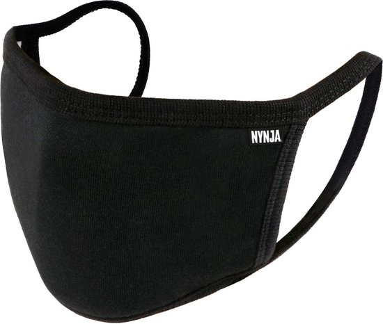 NYNJA Comfort Face Mask Black LARGE - Herbruikbaar & wasbaar - Filterzak - Hypo allergisch katoen - 3 laags