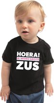 Hoera ik word grote zus cadeau t-shirt zwart voor peuter/ meisje 86 (9-18 maanden)