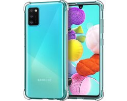 Hoesje - Geschikt voor Samsung Galaxy A41 - Sterk & Shockproof - Siliconen Shock Case - Hoes Cover - Telefoonhoes - Transparant