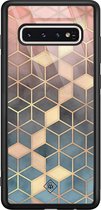 Samsung S10 hoesje glass - Cubes art | Samsung Galaxy S10 case | Hardcase backcover zwart