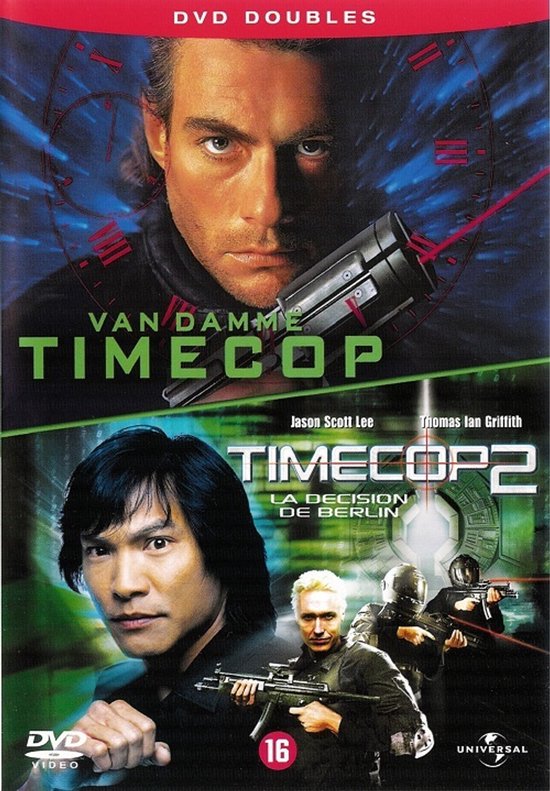 DVD-hoes van 'Timecop' met Van Damme en 'Timecop 2: La Decision de Berlin' met Jason Scott Lee.