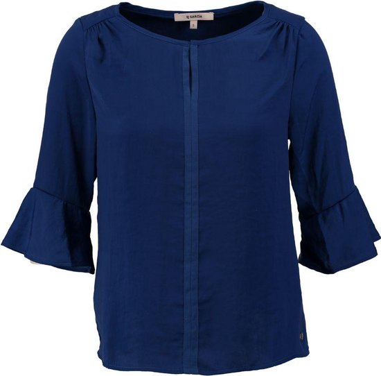 walvis Vaarwel poll Garcia shiny blauwe blouse 3/4 mouw - Maat S | bol.com