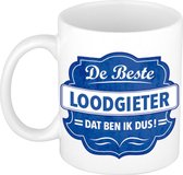 De beste loodgieter cadeau koffiemok / theebeker wit met blauw embleem - 300 ml - keramiek - cadeaumok loodgieters
