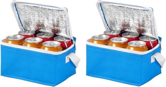 10x mini koeltassen blauw voor 6 blikjes 20 x 15 12 cm compacte... | bol.com