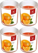 6x Geurkaarsen sinaasappel in glazen houder 25 branduren - Geurkaarsen sinaasappel geur - Woondecoraties