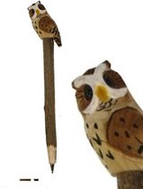 Pen Uil, hout (met extra vulling) 3,8x2x19,5cm