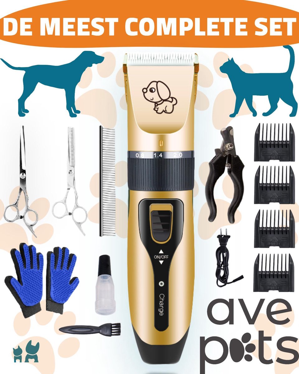 Roux Peave extreem AVE Pets® Complete hondentondeuse set - Draadloos tondeuse - Scheerapparaat  voor je... | bol.com