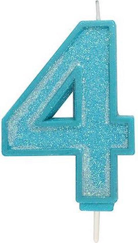 Foto: Sparkle blue numeral candle 4