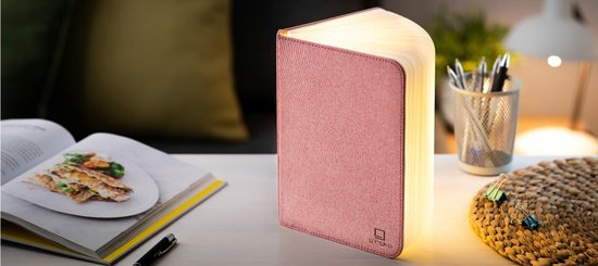 Gingko Smart Book Light - grand - tissu rose