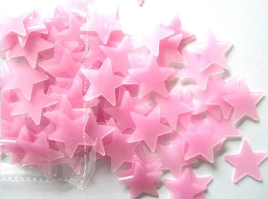 Glow in the dark sterren | muurstickers | 100 stuks | roze | bol.com