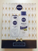 Nivea Care for Skin geschenkset - bodylotion met olijfolie en douchegel