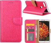 Bookcase Geschikt voor: Huawei Y6 2018 - Roze - portemonee hoesje