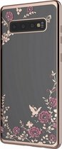 Samsung Galaxy S10 Back Cover - Roze - Bloemen - Soft TPU hoesje