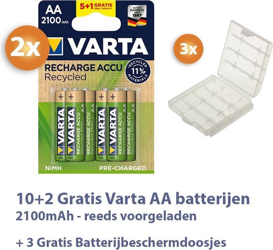Varta AA batterijen Voordeelpak 10+2 gratis - 2100mAh - Oplaadbaar | bol.com