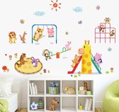 Muursticker Dieren in Speeltuin | Wanddecoratie | Muurdecoratie | Slaapkamer | Kinderkamer | Babykamer| Jongen | Meisje | Decoratie Sticker |
