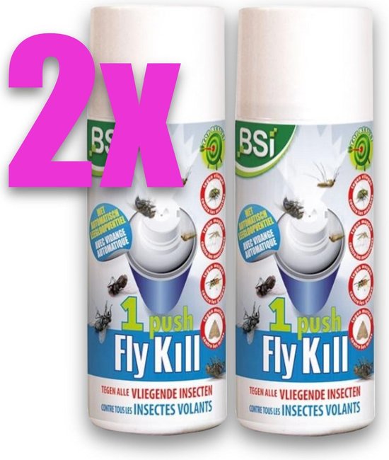 Bol Com 1 Push Fly Kill Vlooienbom Insectenbom Auto Leegloopventiel 400ml Voordeelpack 2 Stuks