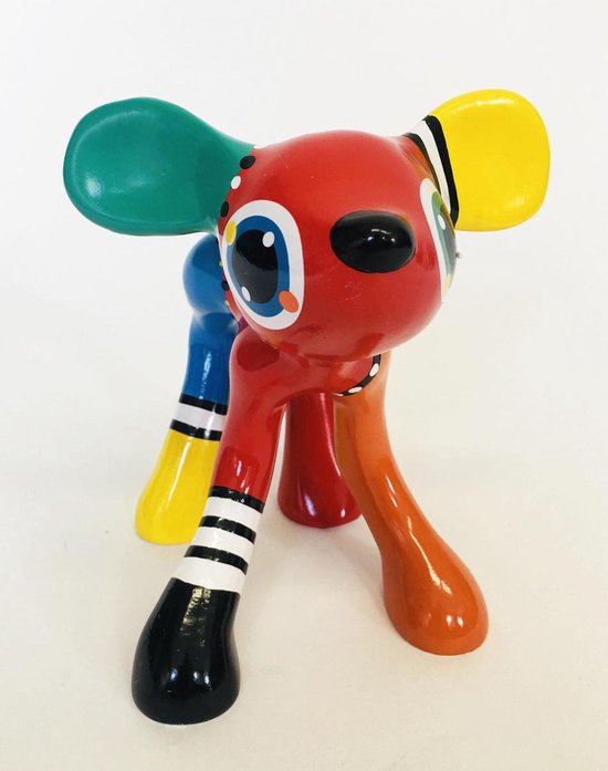 Jacky Zegers Statue Deer Jules - Art coloré et joyeux - Cadeau Uniek et original - dans une boîte cadeau colorée - JZ07-15 cm