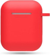 AirPods Hoesje Siliconen Case - Rood - Geschikt voor Apple AirPods 1 en 2 - AirPods case met lus
