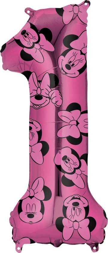 Amscan Folieballon Minnie Mouse 1 Jaar Junior 27 X 66 Cm Roze