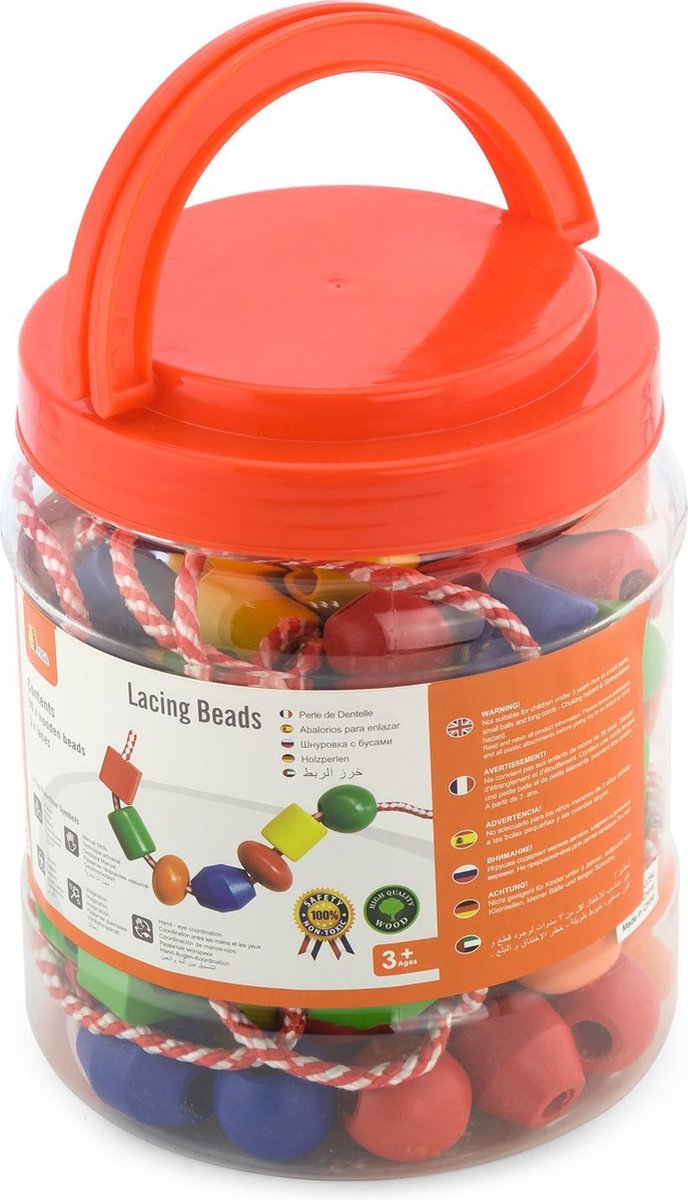 Viga Toys - Houten Rijgkralen - 90 stuks — afbeelding 3
