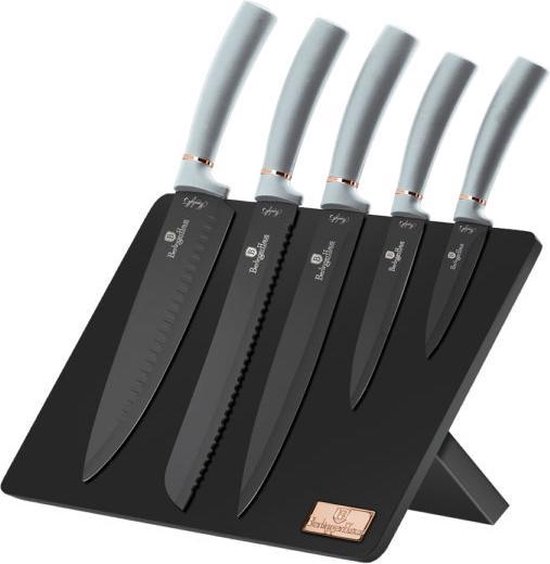 Berlinger Haus - 2515 - set de couteaux avec support magnétique - 5 couteaux  - noir - gris | bol.com