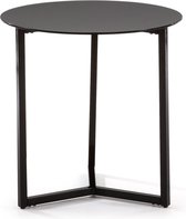 Kave Home - Raeam bijzettafel in gehard glas en zwart afgewerkt staal Ø 50 cm