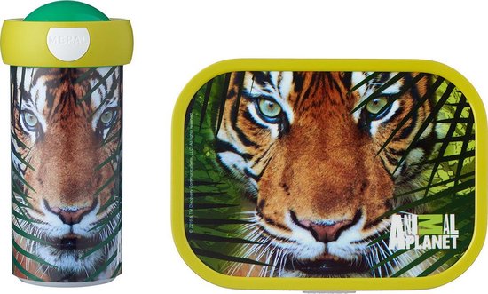 Mepal Campus Lunch Set - School Cup and Lunch Box - Animal Planet Tiger - Vert