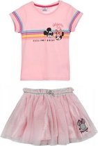 Disney Minnie & Mickey Mouse - zomerset ( tule rok & shirt) - roze - maat 122/128