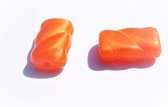 Fantasie kraal rechthoek oranje  12x8 mm, 50 st
