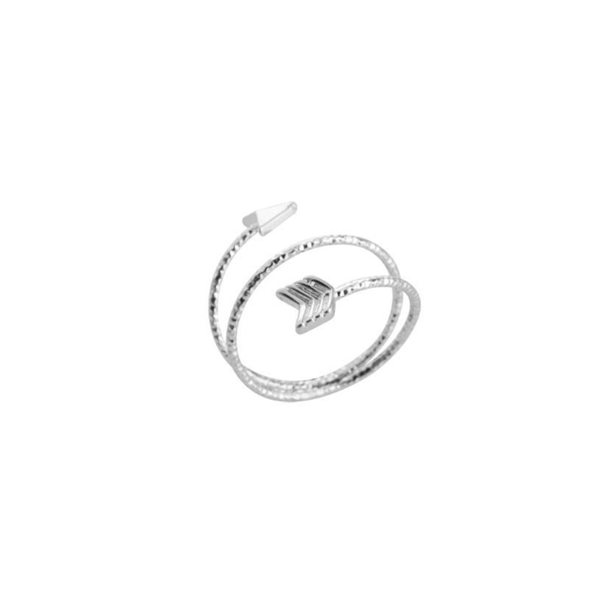 24/7 Jewelry Collection Wikkel Pijl Ring Verstelbaar - Verstelbare Ring - Zilverkleurig