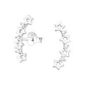Joy|S - Zilveren ster oorbellen 5 x 16 mm 4 sterren met zirkonia