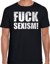 Fuck sexism protest t-shirt zwart voor heren 2XL