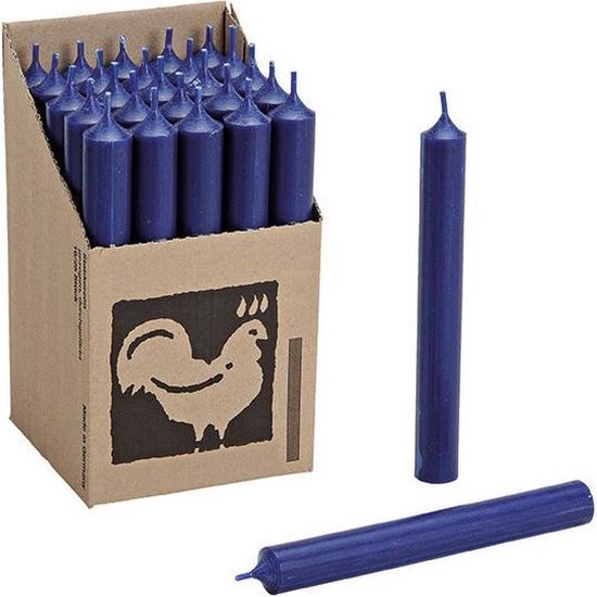 Set van 25x donkerblauwe kaarsen/dinerkaarsen 18 cm 7-8 branduren - Geurloze kaarsen/steekkaarsen - Tafelkaarsen/kandelaarkaarsen