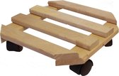 1x Plantenonderzetter/multiroller beukenhout 25 x 25 cm - 100 kg - Woonaccessoires/decoratie houten planken/trolley voor kamerplanten