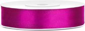 1x Hobby/decoratie fuchsia roze satijnen sierlinten 1,2 cm/12 mm x 25 meter - Cadeaulint satijnlint/ribbon - Fuchsia roze linten - Hobbymateriaal benodigdheden - Verpakkingsmaterialen