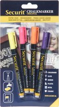 4x Gekleurde vloeibare krijtstiften ronde punt 1-2 mm - Krijtstiften/hobby artikelen/kantoor benodigheden