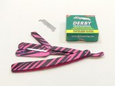 Barbermes - Shavette - Klassieke scheermes - Pink Zebra + 100 Derby Professional scheermesjes