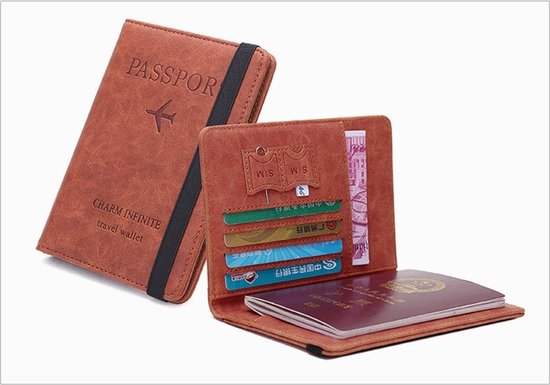 Vintage passeport voyage pass portefeuille multifonction ID carte bancaire  Vegan en... | bol.com